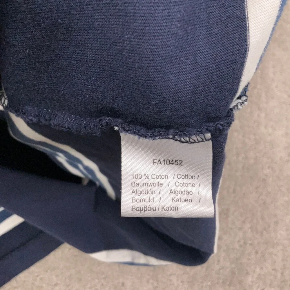 Lacoste T-Shirt Mens 8/3XL Navy Blue Stripe Long Sleeve Regular Fit‎ Preppy